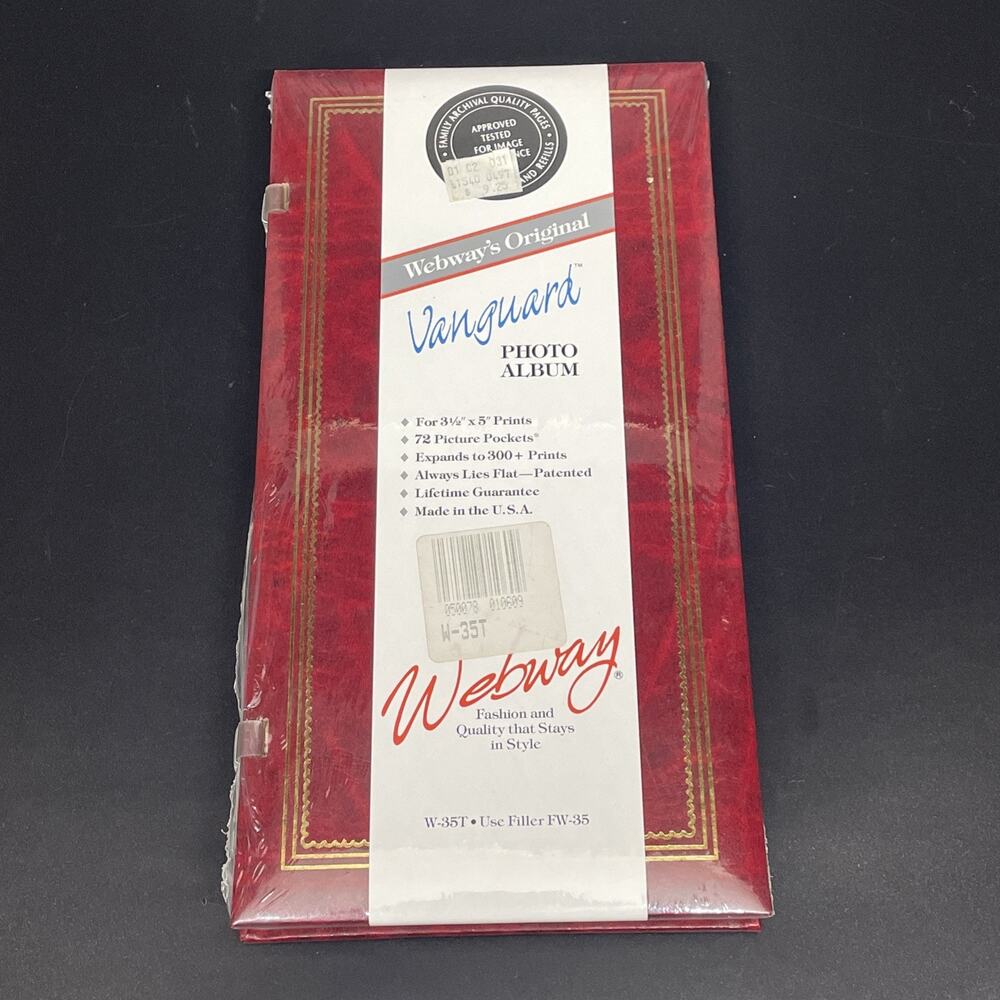 New Webway's Orig Vanguard Photo Album 72 Pockets USA W-35T Expandable Red/Gold